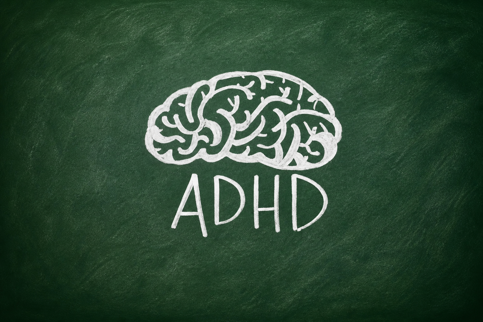 ADHD chalkboard brain illustration